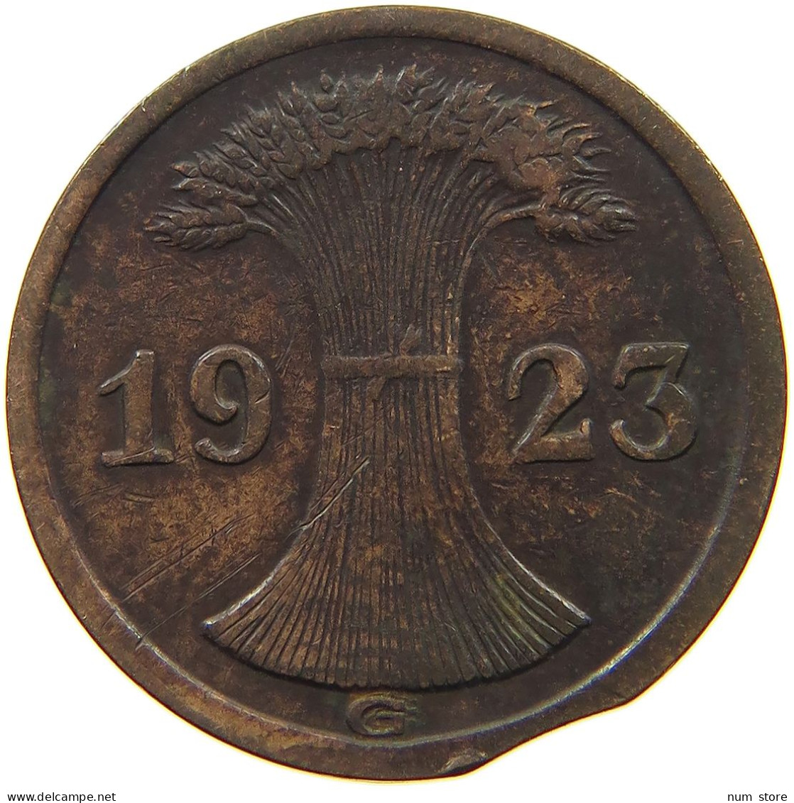 WEIMARER REPUBLIK 2 PFENNIG 1923 G FEHLPRÄGUNG #t157 0065 - 2 Rentenpfennig & 2 Reichspfennig