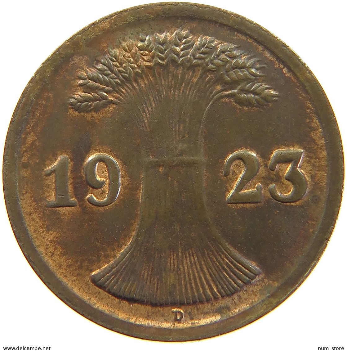WEIMARER REPUBLIK 2 PFENNIG 1923 D  #c081 0441 - 2 Renten- & 2 Reichspfennig