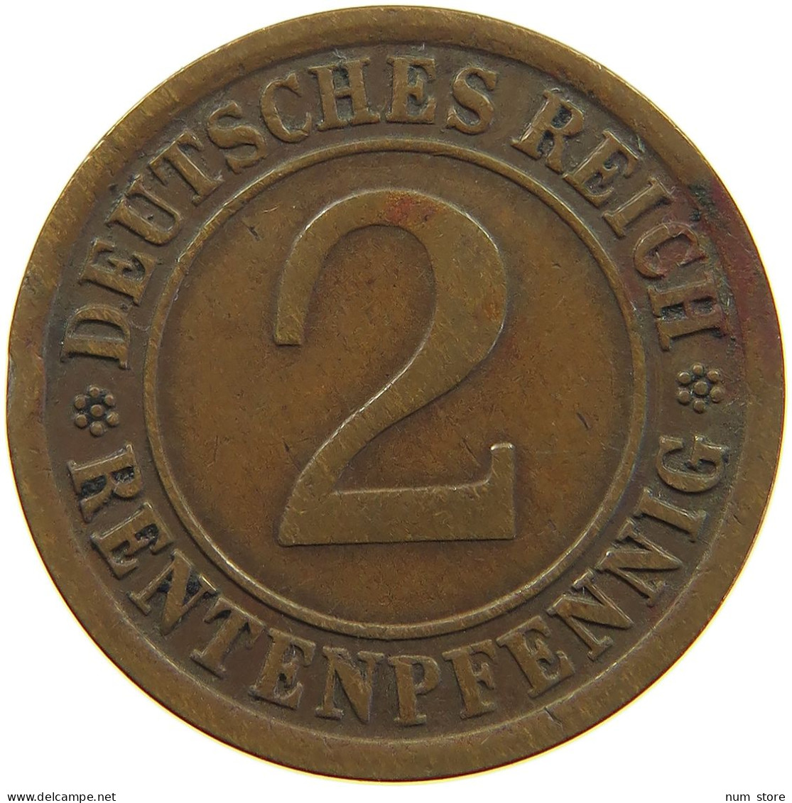 WEIMARER REPUBLIK 2 PFENNIG 1923 A DIE ERROR #a074 0657 - 2 Renten- & 2 Reichspfennig