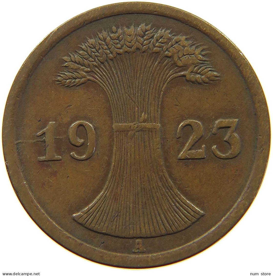 WEIMARER REPUBLIK 2 PFENNIG 1923 A DIE ERROR #a074 0657 - 2 Renten- & 2 Reichspfennig