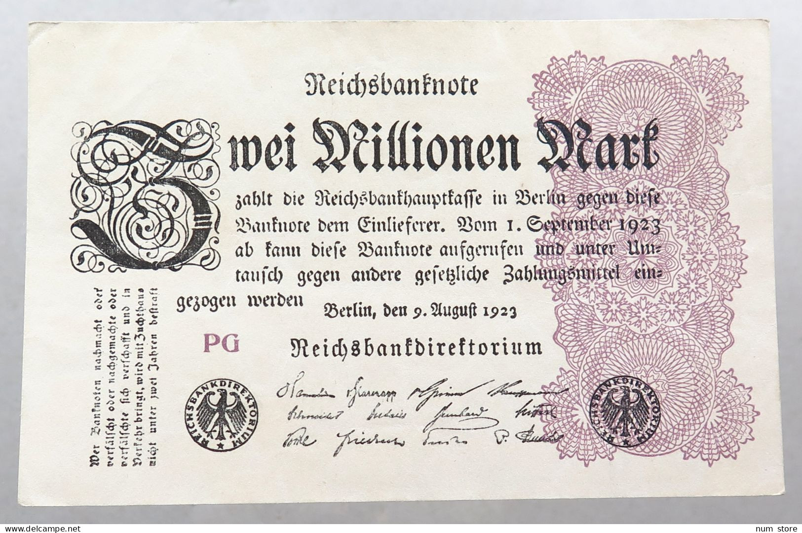 WEIMARER REPUBLIK 2 MILLIONEN MARK 1923  #alb052 0571 - 2 Mio. Mark