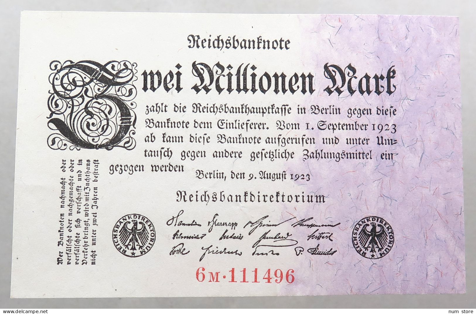 WEIMARER REPUBLIK 2 MILLIONEN MARK 1923  #alb052 0489 - 2 Millionen Mark