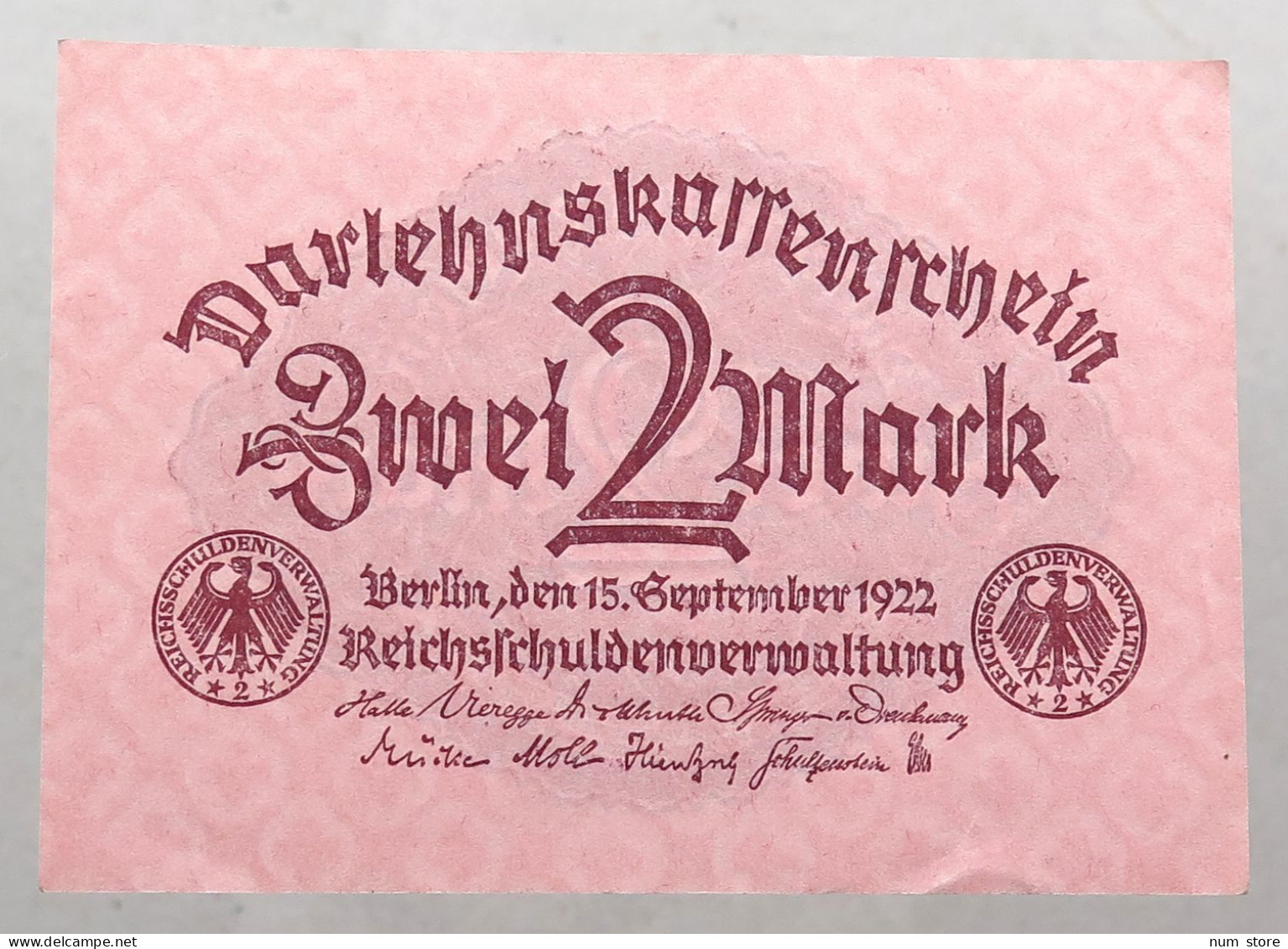 WEIMARER REPUBLIK 2 MARK 1922 BERLIN #alb052 0611 - 2 Mark