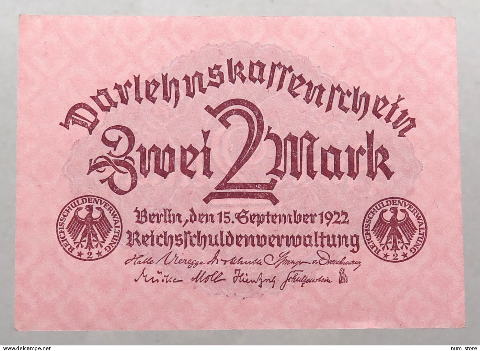 WEIMARER REPUBLIK 2 MARK 1922 BERLIN #alb052 0609 - 2 Mark