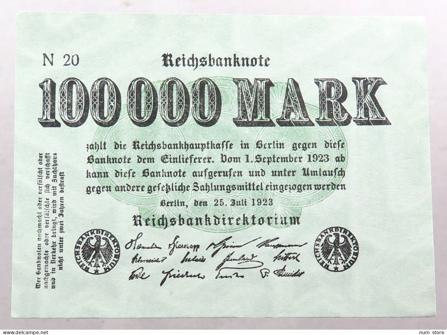 WEIMARER REPUBLIK 100000 MARK 1923  #alb052 0567 - 1.000 Mark
