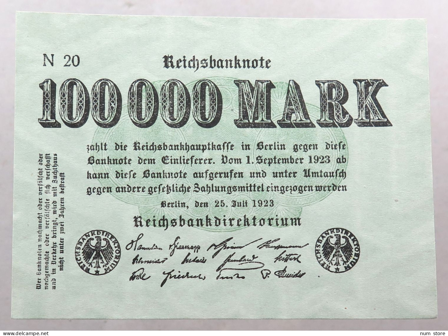 WEIMARER REPUBLIK 100000 MARK 1923  #alb052 0565 - 1.000 Mark