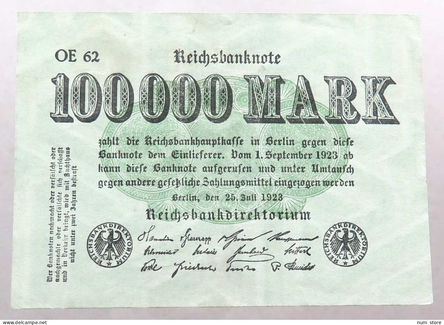 WEIMARER REPUBLIK 100000 MARK 1923  #alb052 0557 - 1.000 Mark