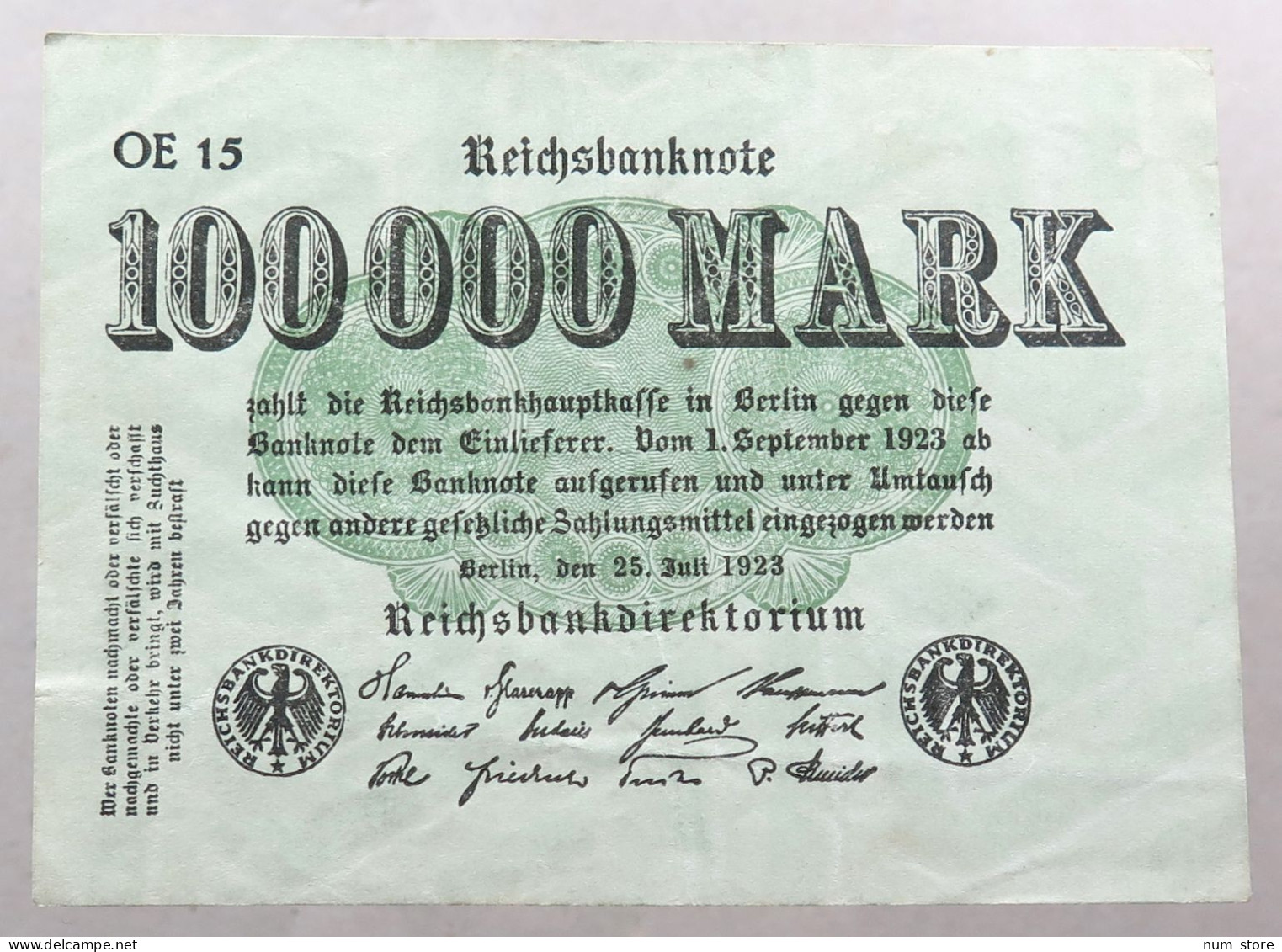 WEIMARER REPUBLIK 100000 MARK 1923  #alb052 0559 - 1000 Mark