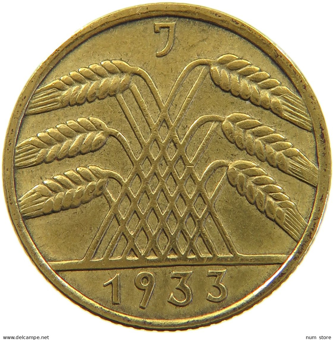 WEIMARER REPUBLIK 10 PFENNIG 1933 J  #a074 0271 - 10 Rentenpfennig & 10 Reichspfennig