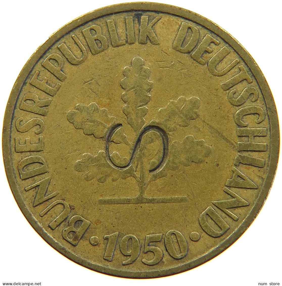 WEIMARER REPUBLIK 10 PFENNIG 1950 G GEGENSTEMPEL S #s024 0247 - 10 Renten- & 10 Reichspfennig