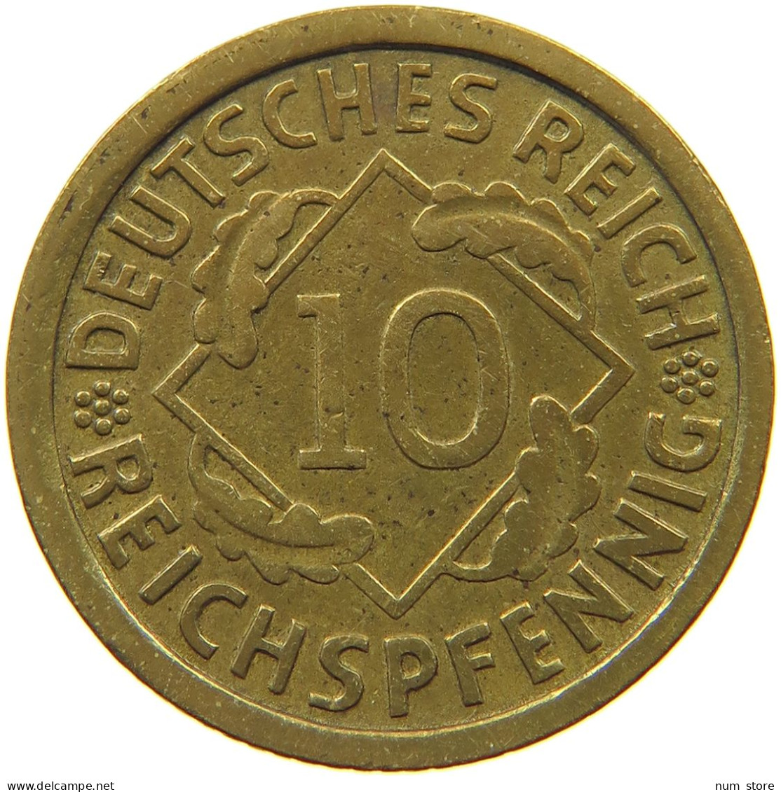 WEIMARER REPUBLIK 10 PFENNIG 1929 J OFF-CENTER #a054 0933 - 10 Renten- & 10 Reichspfennig