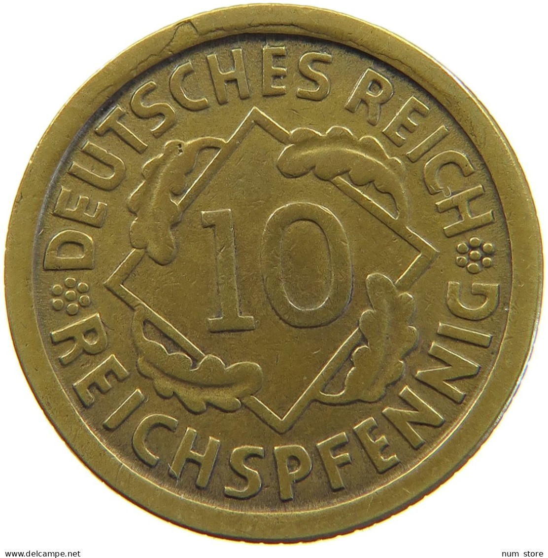 WEIMARER REPUBLIK 10 PFENNIG 1925 F EDGE ERROR #a054 0687 - 10 Rentenpfennig & 10 Reichspfennig