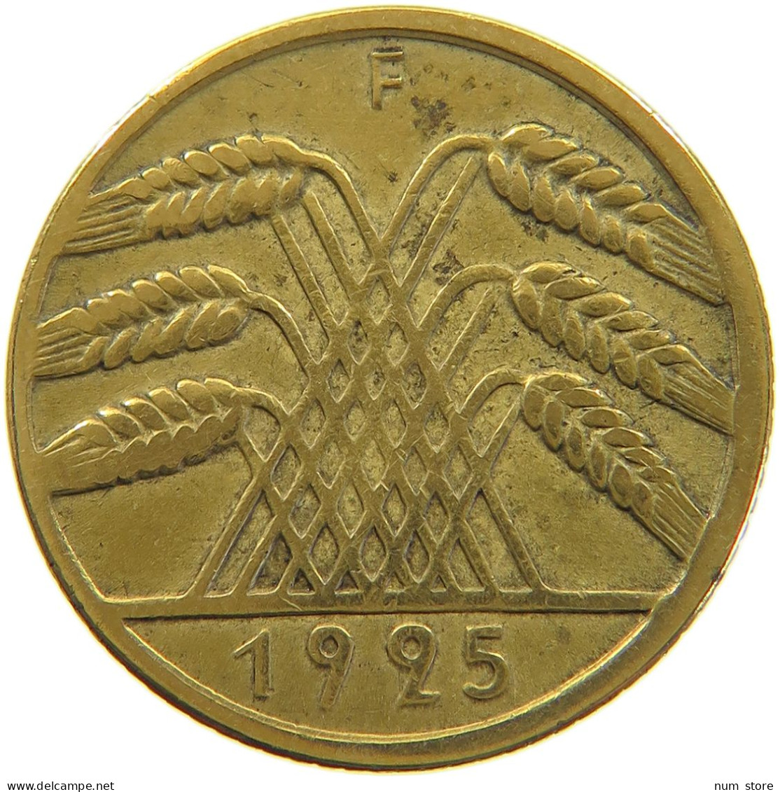 WEIMARER REPUBLIK 10 PFENNIG 1925 F PLANCHET ERROR #a074 0285 - 10 Rentenpfennig & 10 Reichspfennig