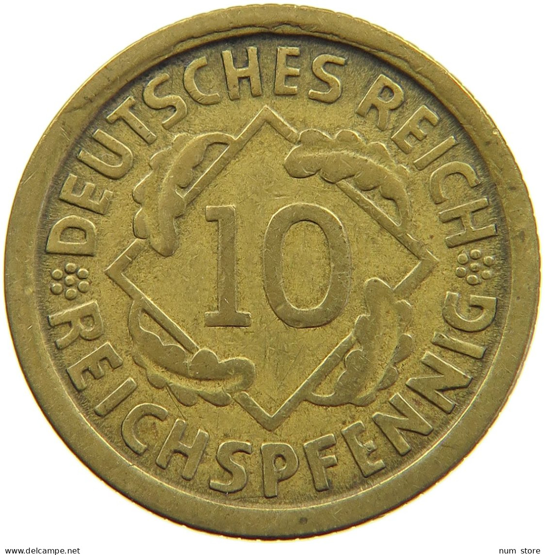 WEIMARER REPUBLIK 10 PFENNIG 1925 F EDGE ERROR #a074 0561 - 10 Renten- & 10 Reichspfennig