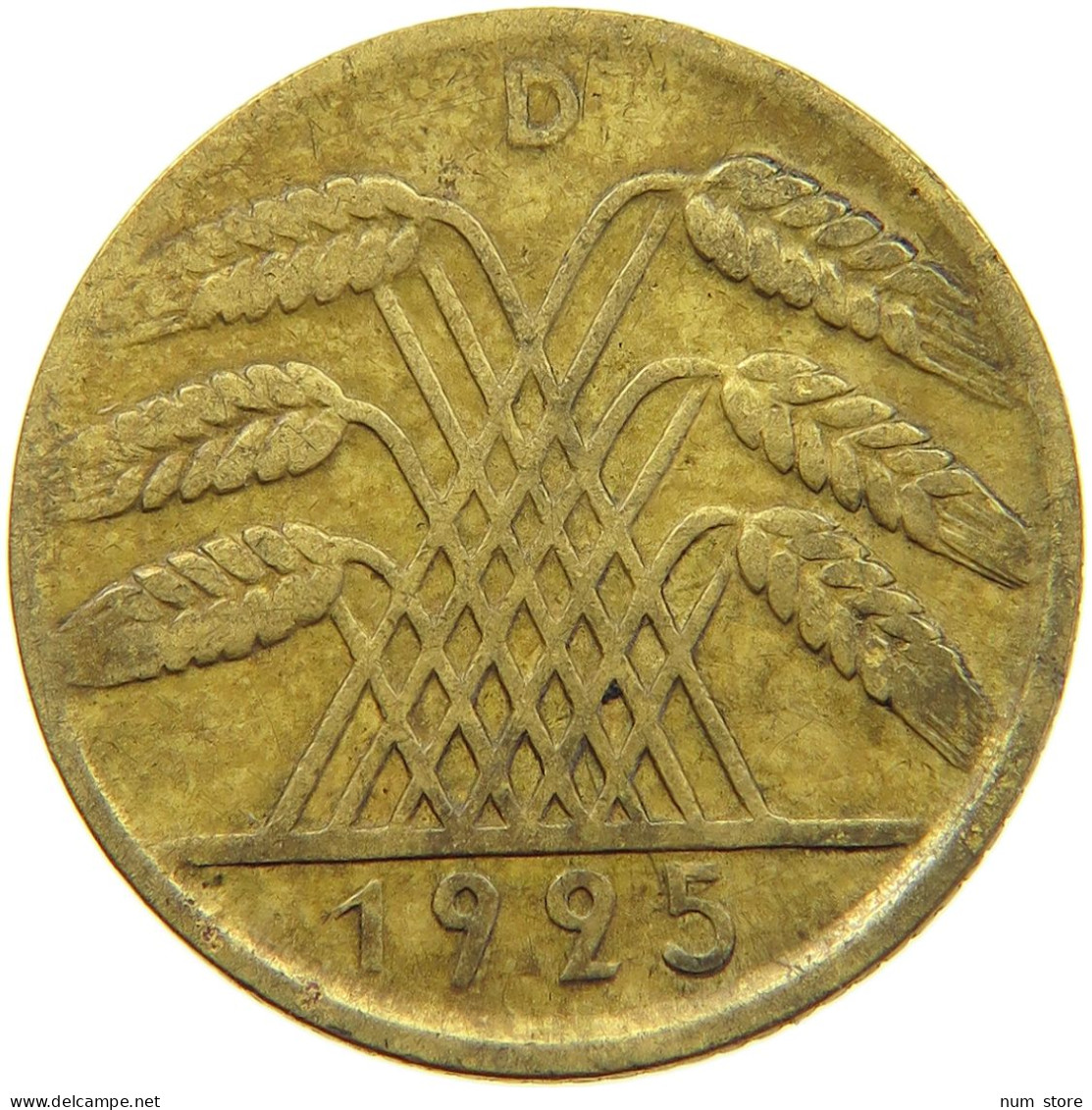 WEIMARER REPUBLIK 10 PFENNIG 1925 D  #a074 0577 - 10 Rentenpfennig & 10 Reichspfennig