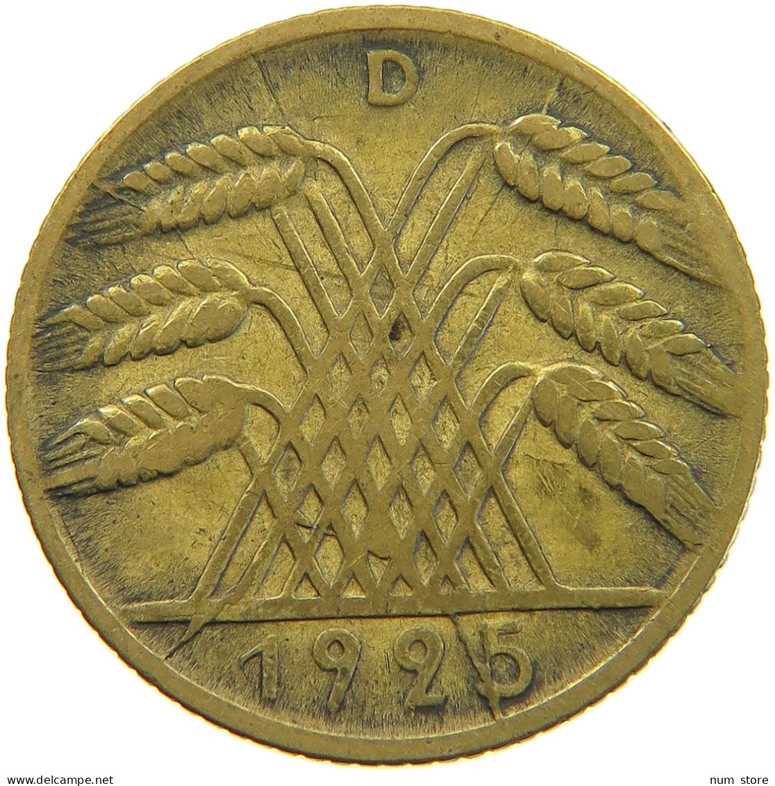 WEIMARER REPUBLIK 10 PFENNIG 1925 D  #a053 0359 - 10 Renten- & 10 Reichspfennig