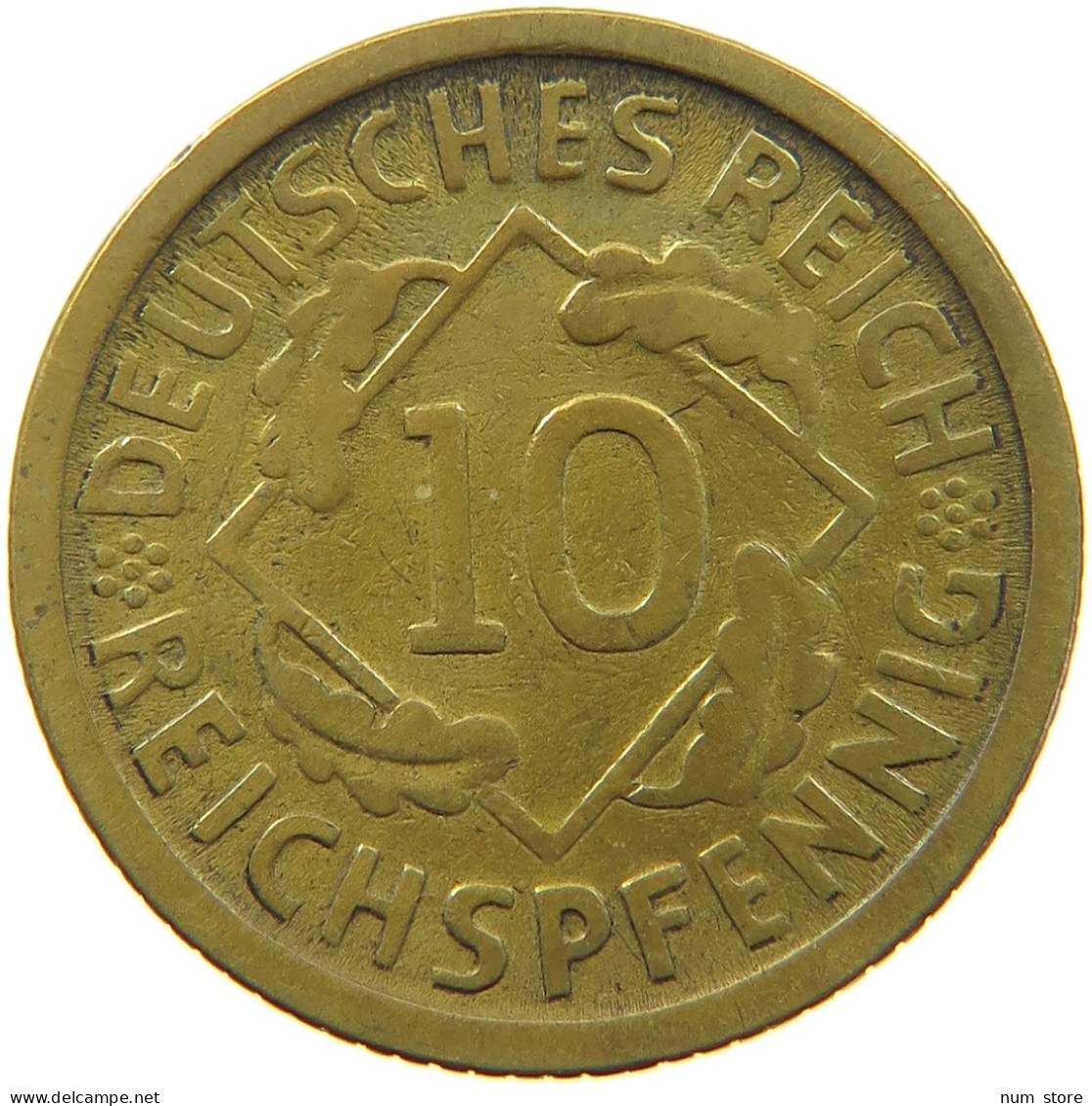 WEIMARER REPUBLIK 10 PFENNIG 1925 D WEAK STRUCK #a054 0749 - 10 Renten- & 10 Reichspfennig