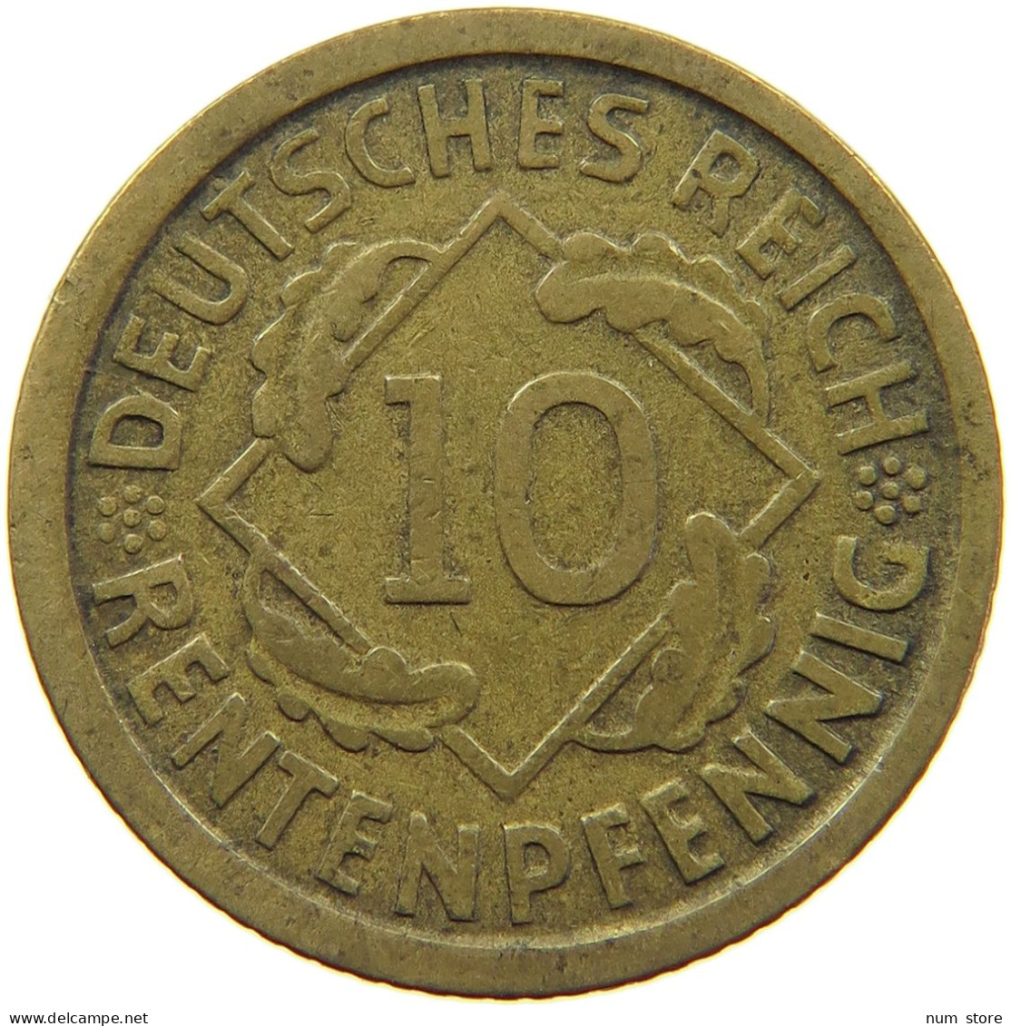 WEIMARER REPUBLIK 10 PFENNIG 1924 G DIE ERROR #a074 0569 - 10 Renten- & 10 Reichspfennig