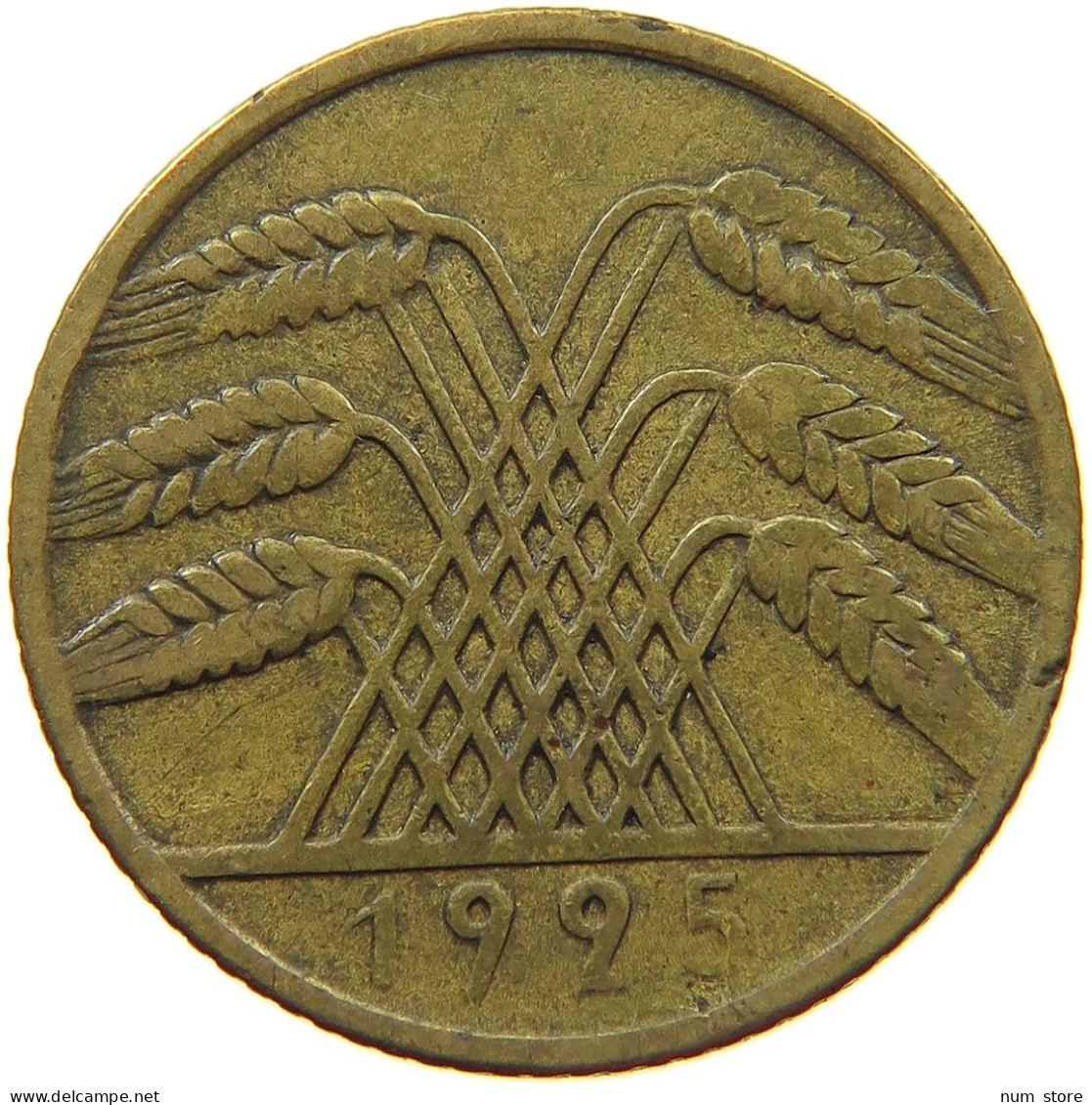 WEIMARER REPUBLIK 10 PFENNIG 1925 A WEAK STRUCK A #s068 0005 - 10 Renten- & 10 Reichspfennig