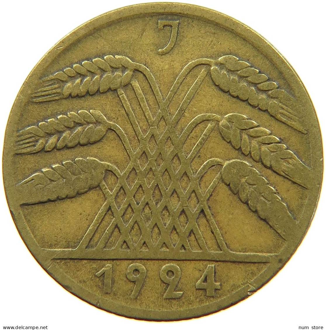 WEIMARER REPUBLIK 10 PFENNIG 1924 J OFF-CENTER #a074 0573 - 10 Rentenpfennig & 10 Reichspfennig