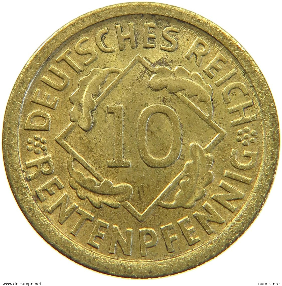 WEIMARER REPUBLIK 10 PFENNIG 1924 F  #a053 0343 - 10 Rentenpfennig & 10 Reichspfennig