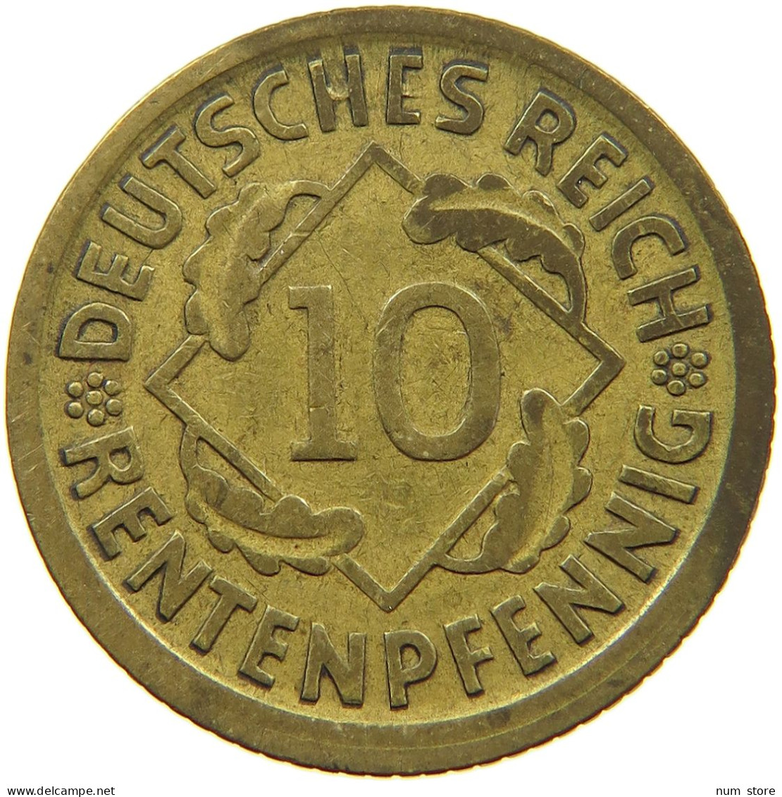 WEIMARER REPUBLIK 10 PFENNIG 1924 D OFF-CENTER #a074 0571 - 10 Rentenpfennig & 10 Reichspfennig