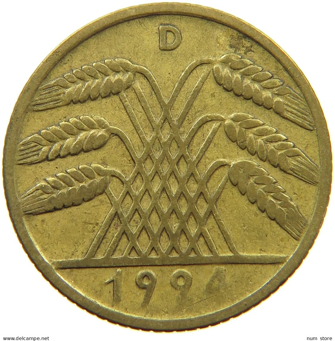 WEIMARER REPUBLIK 10 PFENNIG 1924 D OFF-CENTER #a074 0571 - 10 Rentenpfennig & 10 Reichspfennig