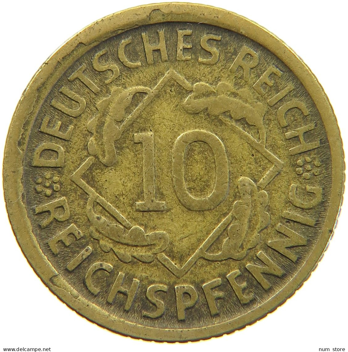 WEIMARER REPUBLIK 10 PFENNIG 1924 D MINTING ERROR EDGE #a053 0357 - 10 Rentenpfennig & 10 Reichspfennig