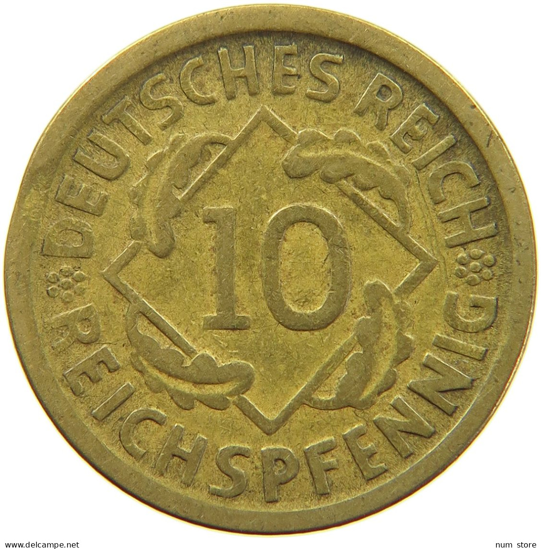 WEIMARER REPUBLIK 10 PFENNIG 1924 D  #a074 0563 - 10 Renten- & 10 Reichspfennig