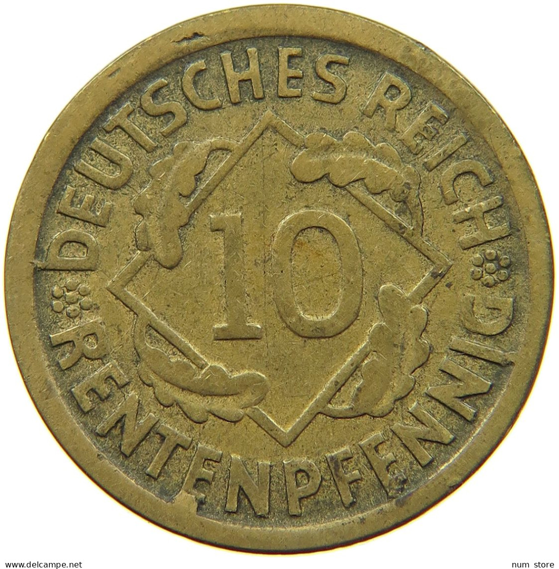 WEIMARER REPUBLIK 10 PFENNIG 1924 D  #a094 0687 - 10 Rentenpfennig & 10 Reichspfennig