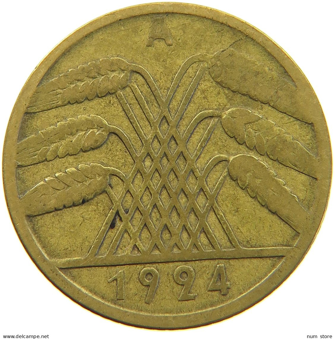 WEIMARER REPUBLIK 10 PFENNIG 1924 A WEAK STRUCK #a053 0339 - 10 Rentenpfennig & 10 Reichspfennig