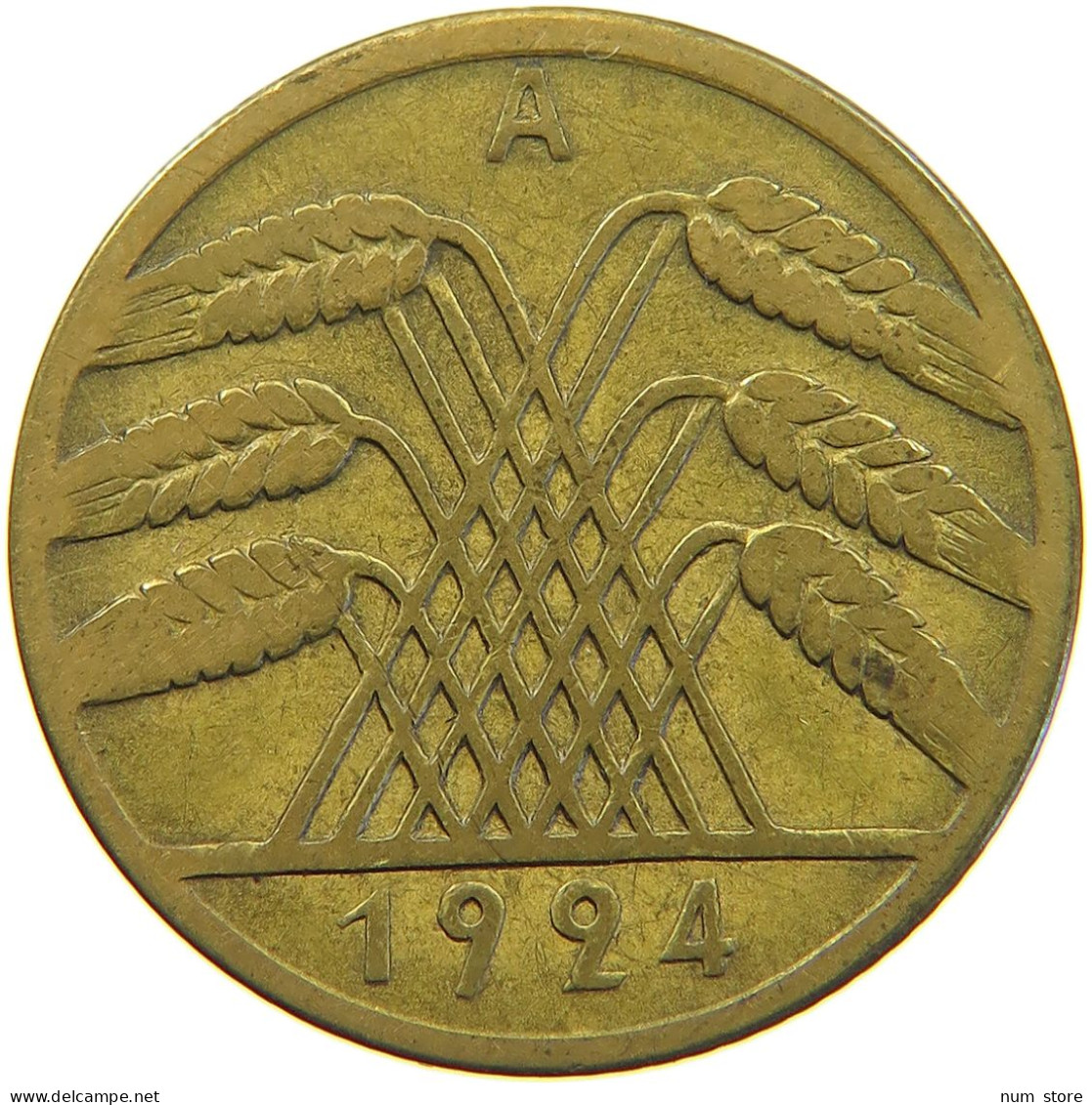 WEIMARER REPUBLIK 10 PFENNIG 1924 A OFF-CENTER #a053 0351 - 10 Renten- & 10 Reichspfennig