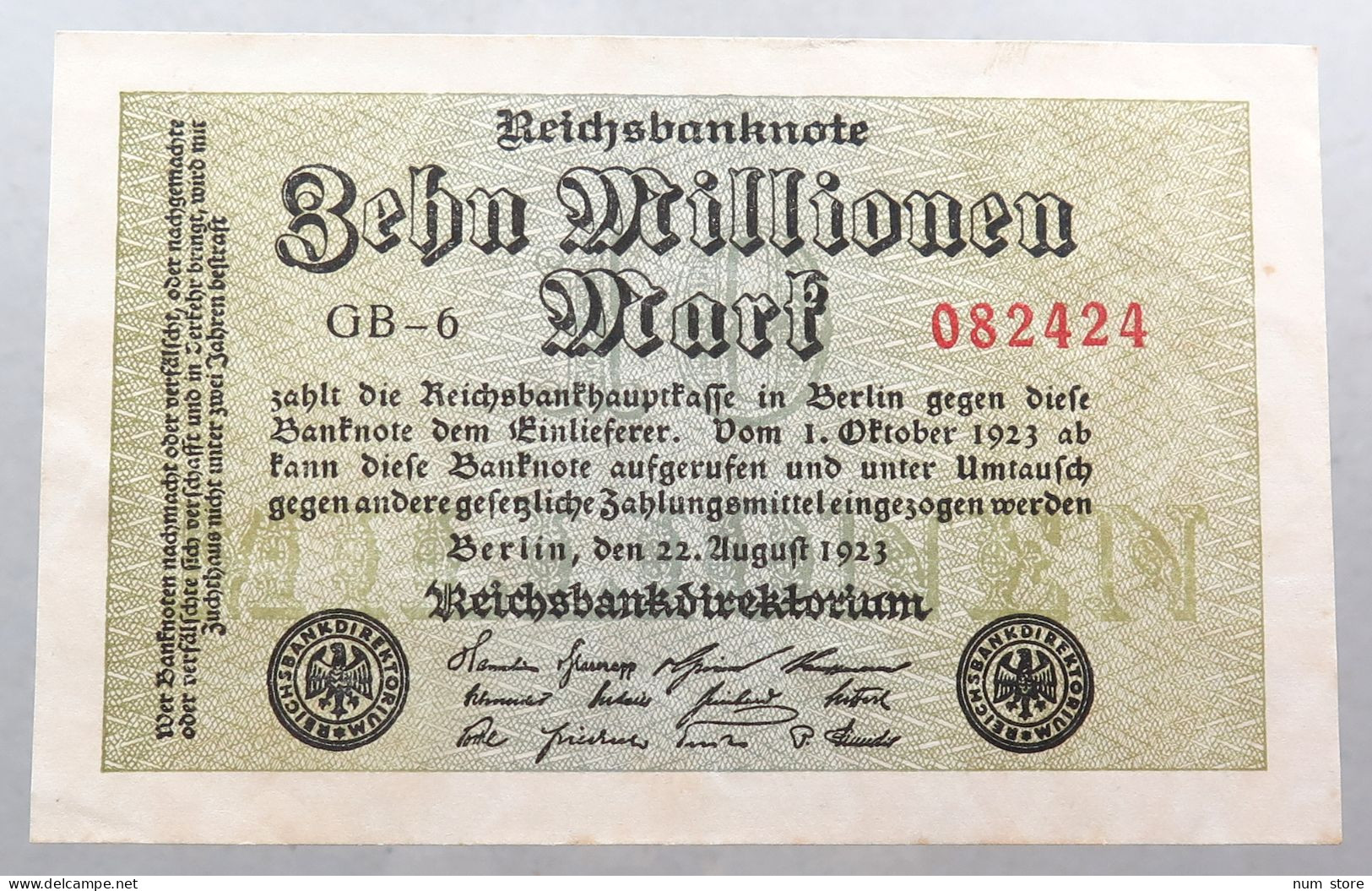 WEIMARER REPUBLIK 10 MILLIONEN MARK 1923  #alb052 0495 - 10 Miljoen Mark