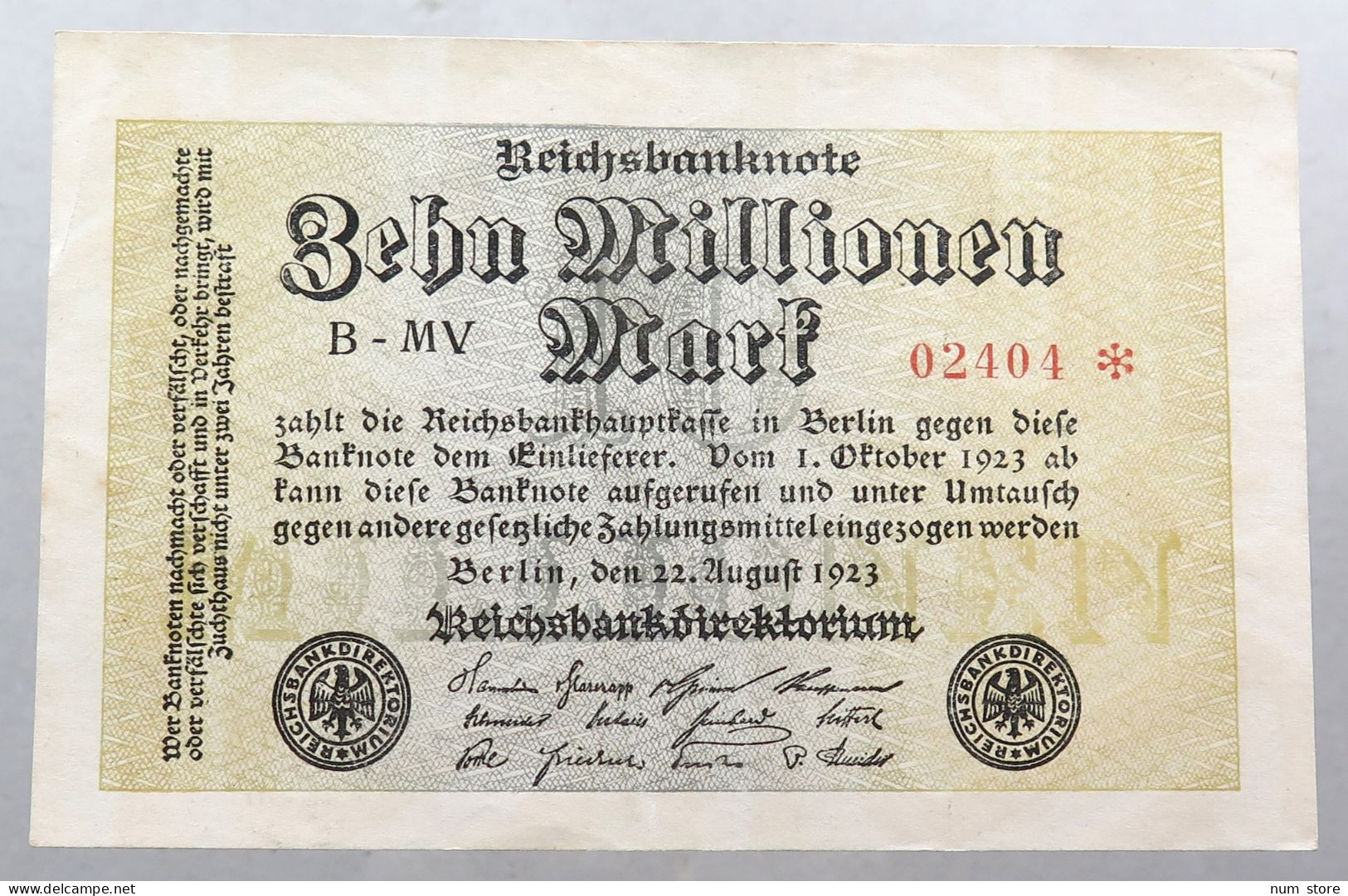 WEIMARER REPUBLIK 10 MILLIONEN MARK 1923  #alb052 0493 - 10 Millionen Mark