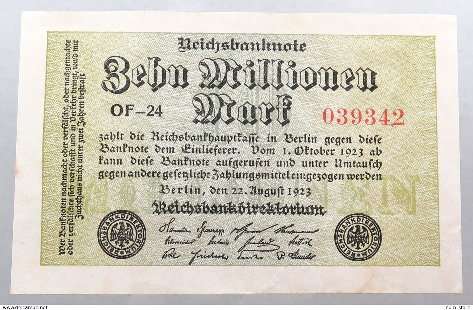 WEIMARER REPUBLIK 10 MILLIONEN MARK 1923  #alb052 0497 - 10 Miljoen Mark