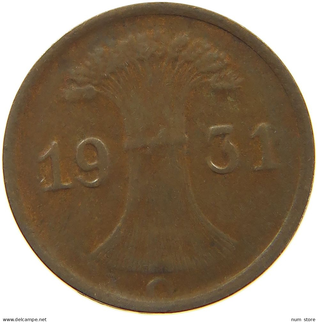 WEIMARER REPUBLIK PFENNIG 1931 G WEAK STRUCK #a074 0699 - 1 Renten- & 1 Reichspfennig