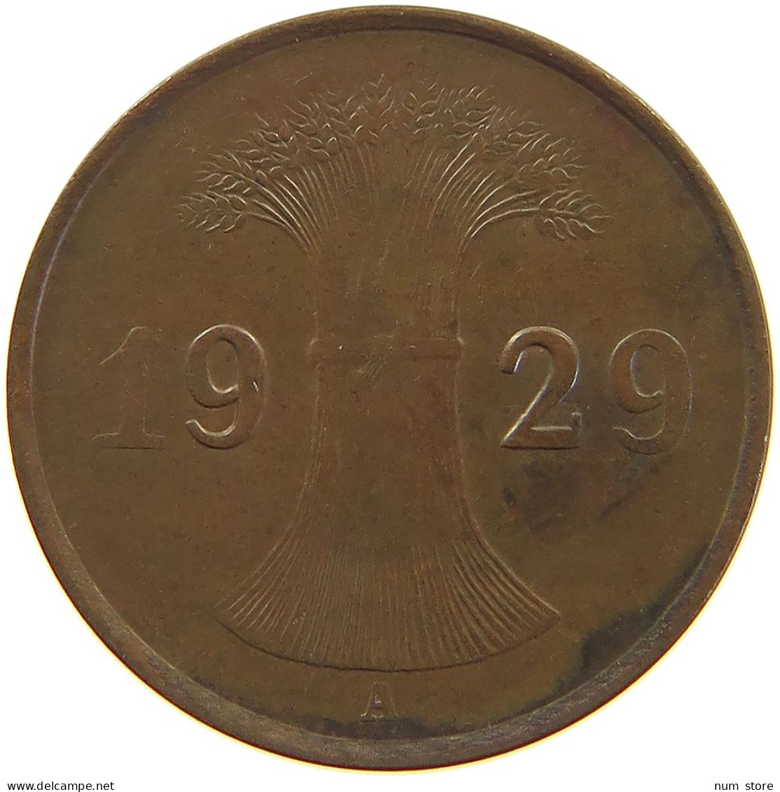 WEIMARER REPUBLIK PFENNIG 1929 A WEAK STRUCK #c041 0533 - 1 Renten- & 1 Reichspfennig
