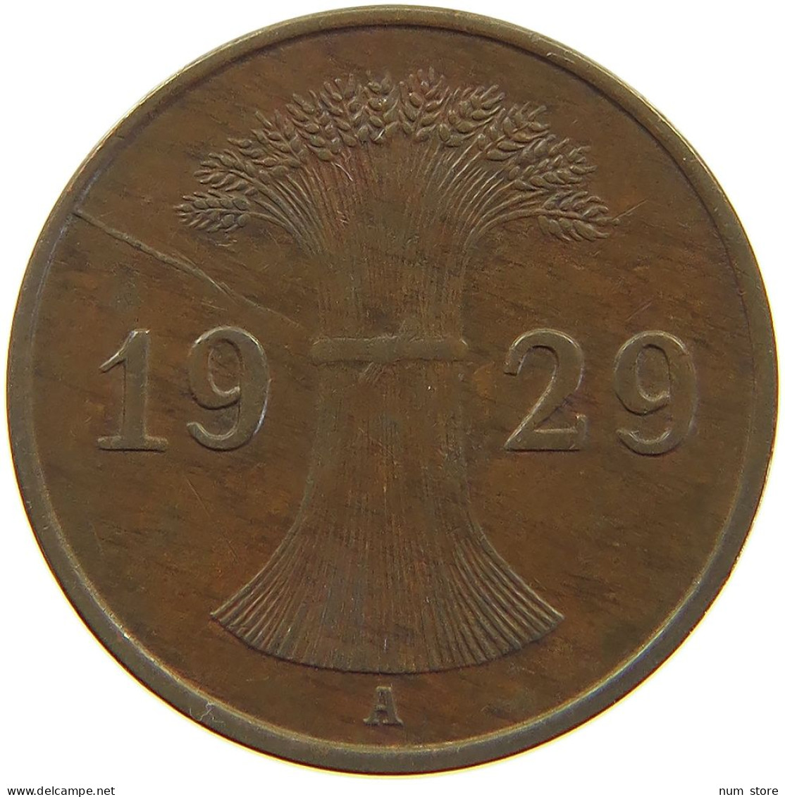 WEIMARER REPUBLIK PFENNIG 1929 A DIE ERROR #a074 0677 - 1 Rentenpfennig & 1 Reichspfennig
