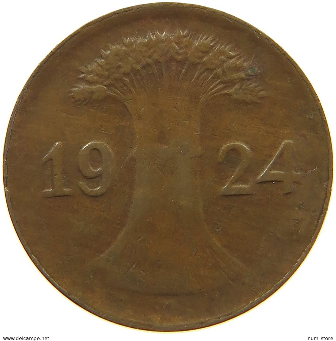 WEIMARER REPUBLIK PFENNIG 1924 D WEAK STRUCK #a074 0717 - 1 Renten- & 1 Reichspfennig