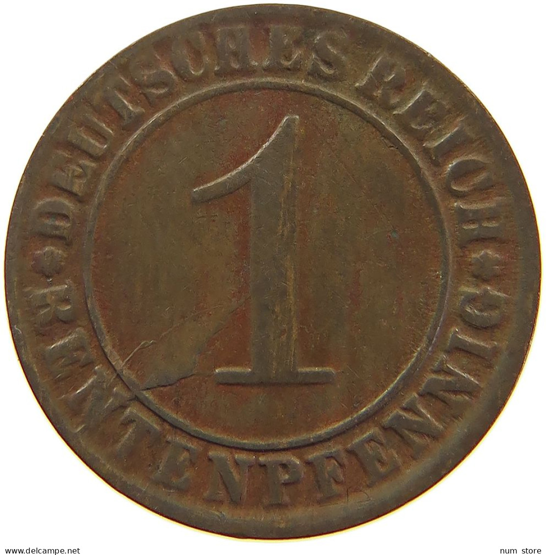 WEIMARER REPUBLIK PFENNIG 1924 D DIE ERROR WEAK STRUCK #a074 0693 - 1 Rentenpfennig & 1 Reichspfennig