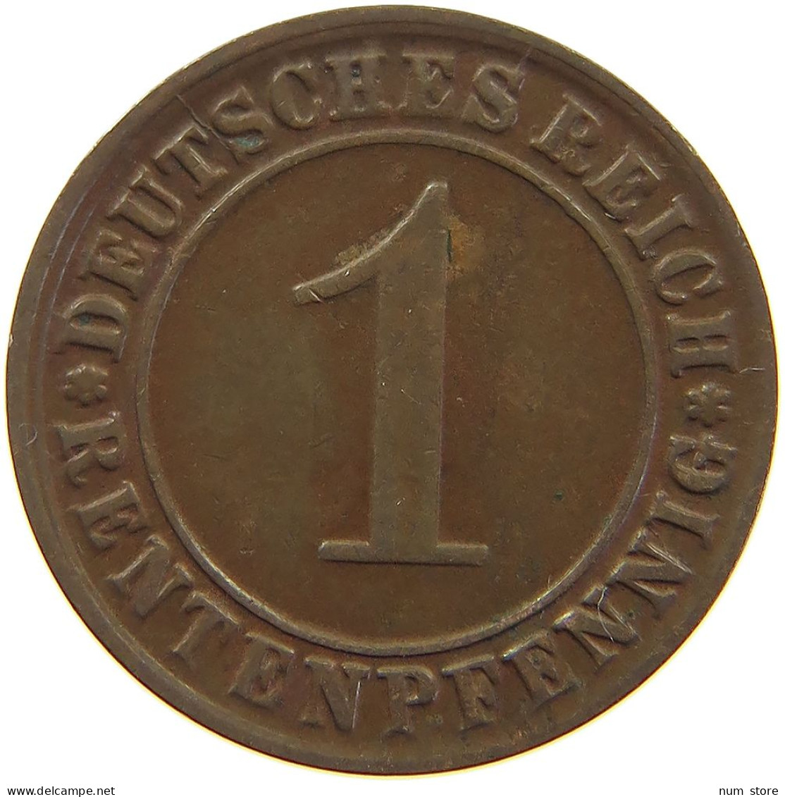 WEIMARER REPUBLIK PFENNIG 1924 D WEAK STRUCK #a074 0685 - 1 Renten- & 1 Reichspfennig