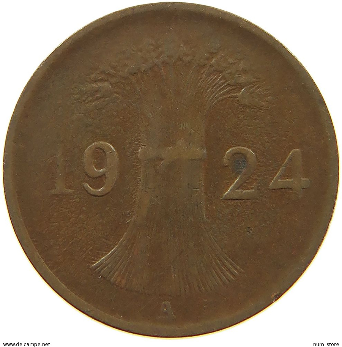 WEIMARER REPUBLIK PFENNIG 1924 A WEAK STRUCK #a074 0673 - 1 Rentenpfennig & 1 Reichspfennig