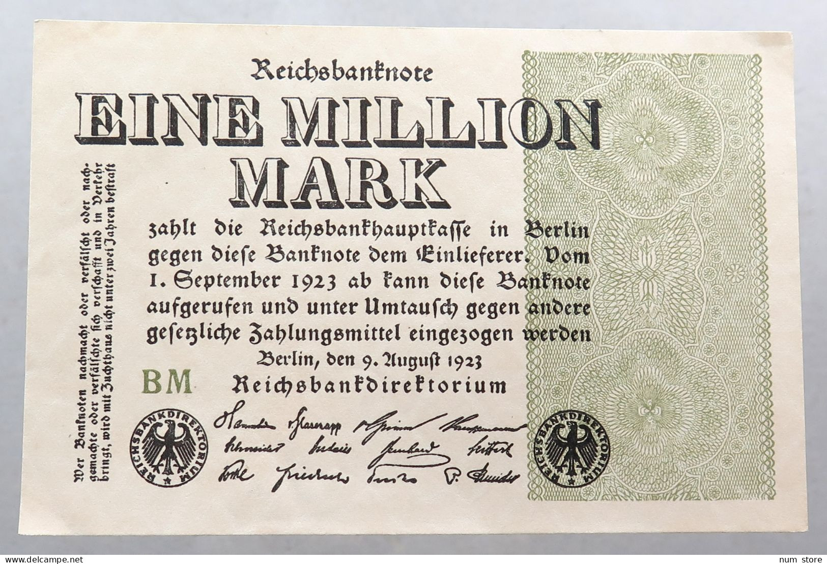 WEIMARER REPUBLIK MILLION MARK 1923  #alb052 0623 - 1 Miljoen Mark