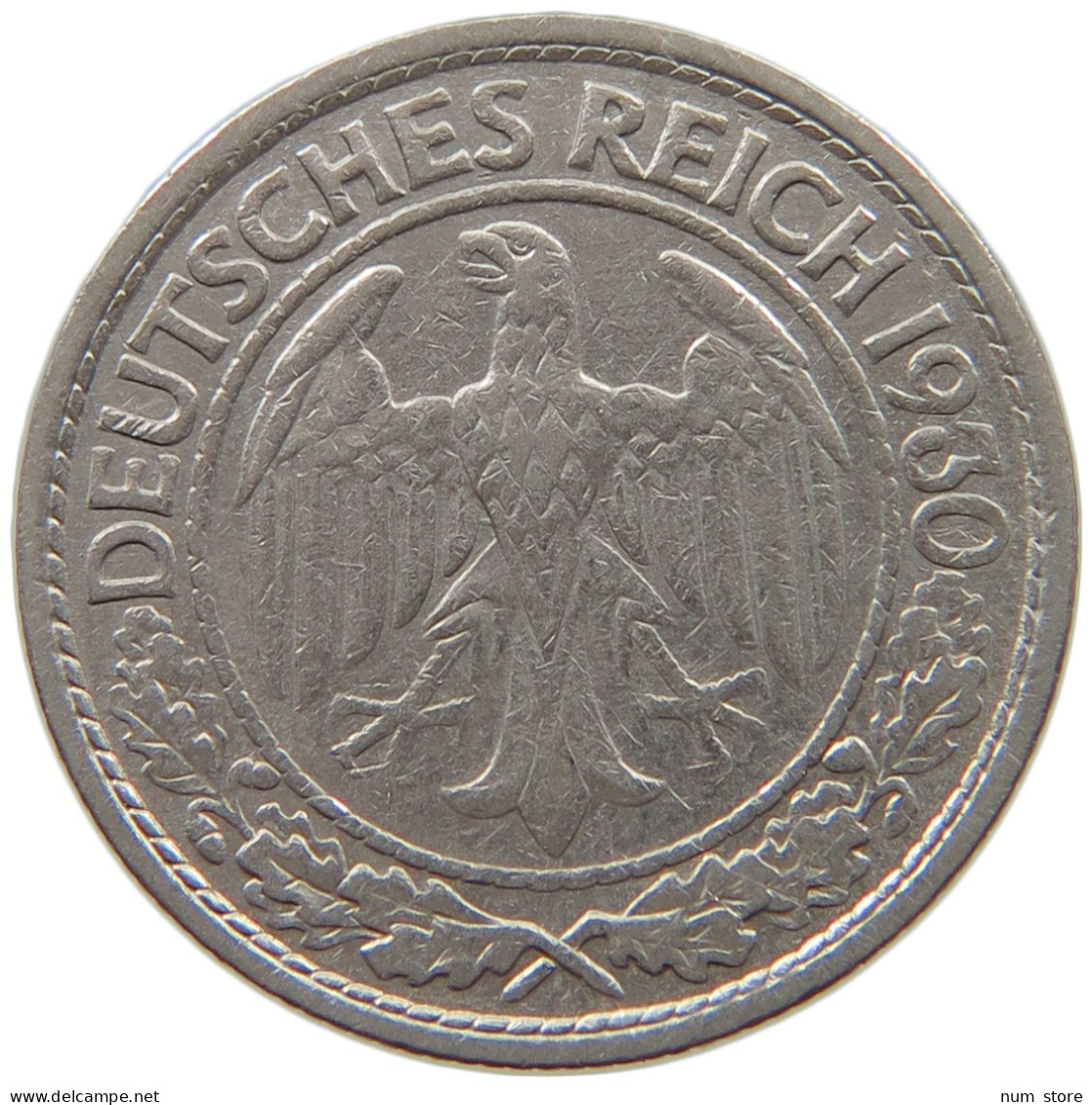 WEIMARER REPUBLIK 50 PFENNIG 1930 NO MINT MARK RARE #t003 0193 - 50 Rentenpfennig & 50 Reichspfennig