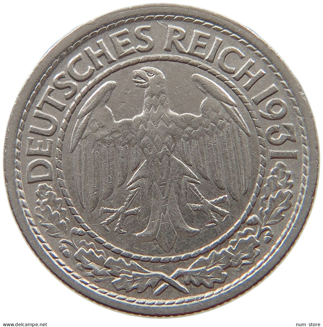 WEIMARER REPUBLIK 50 PFENNIG 1931 A  #s067 1053 - 50 Renten- & 50 Reichspfennig