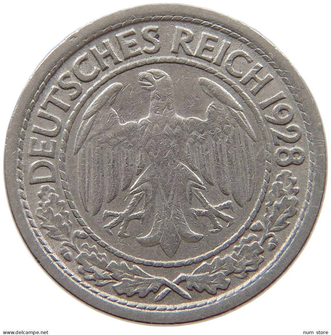 WEIMARER REPUBLIK 50 PFENNIG 1928 J  #s067 1059 - 50 Rentenpfennig & 50 Reichspfennig