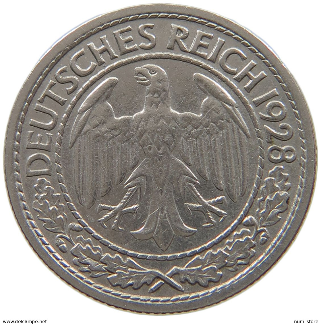 WEIMARER REPUBLIK 50 PFENNIG 1928 G  #a073 0039 - 50 Renten- & 50 Reichspfennig