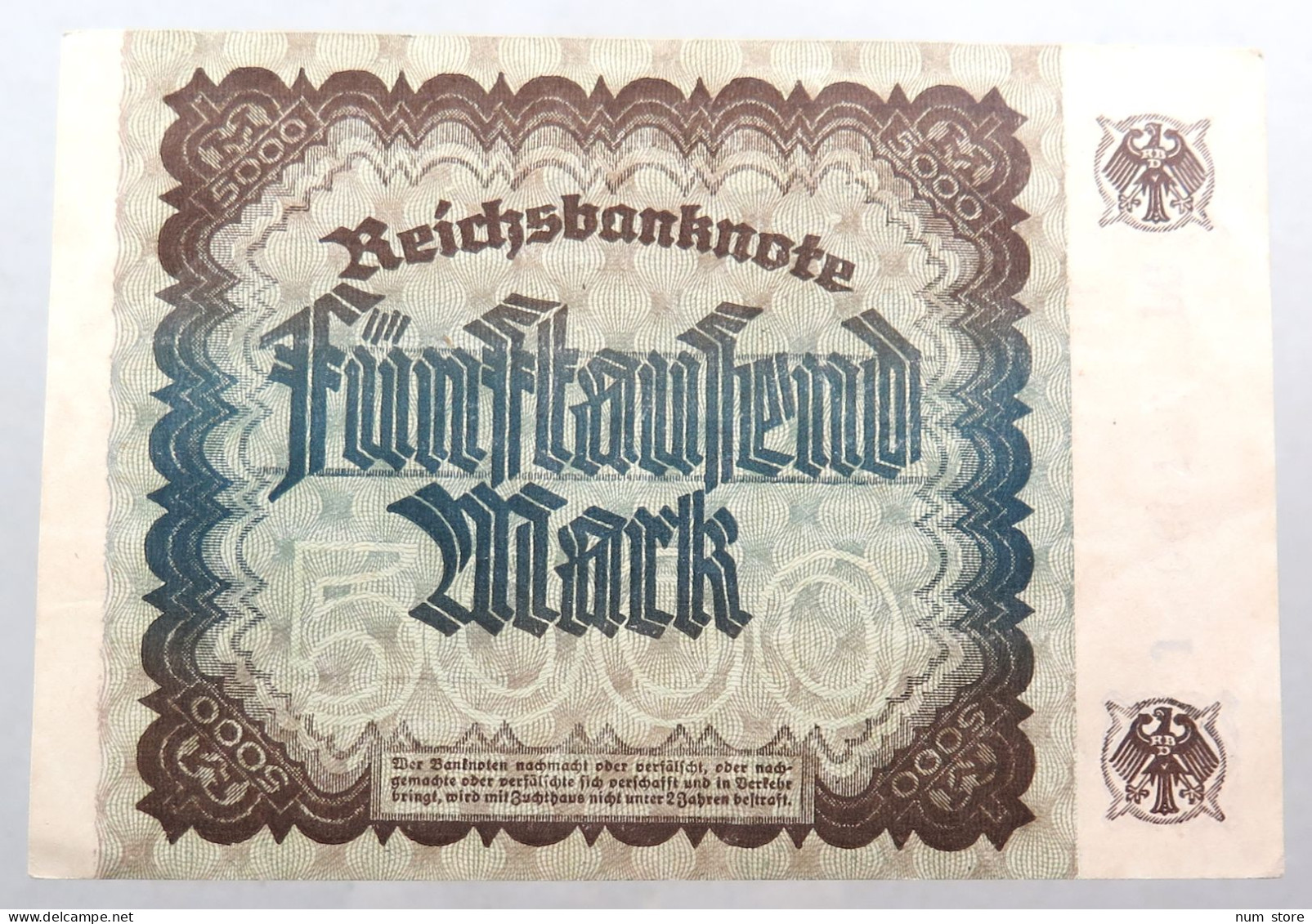 WEIMARER REPUBLIK 5000 MARK 1922  #alb052 0579 - 5.000 Mark