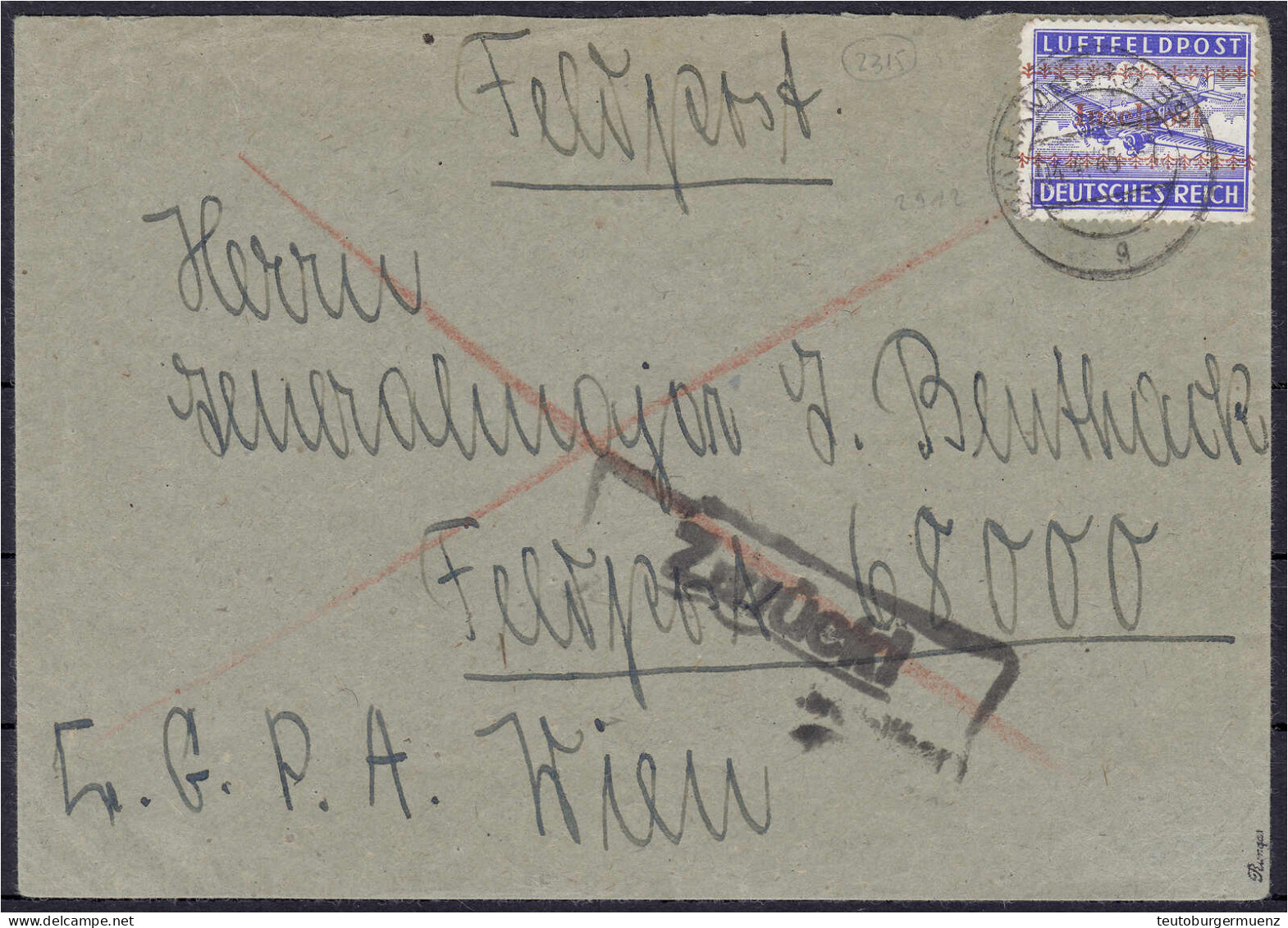 Insel Kreta 1944, Der Bedarfsbrief Im Postverkehr ,,Heimat-Front" Wurde Am 4.4.45 Mit Dem Tagesstempel Der DRP Von ,,(24 - Feldpost 2e Guerre Mondiale