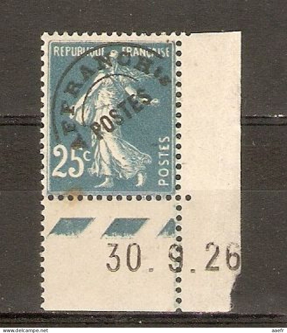 France - 1926 - Préoblitéré 56 Semeuse 25 C Bleu - Coin Daté Avec Un Seul Timbre - 30.9.26 - MNH - Préoblitérés